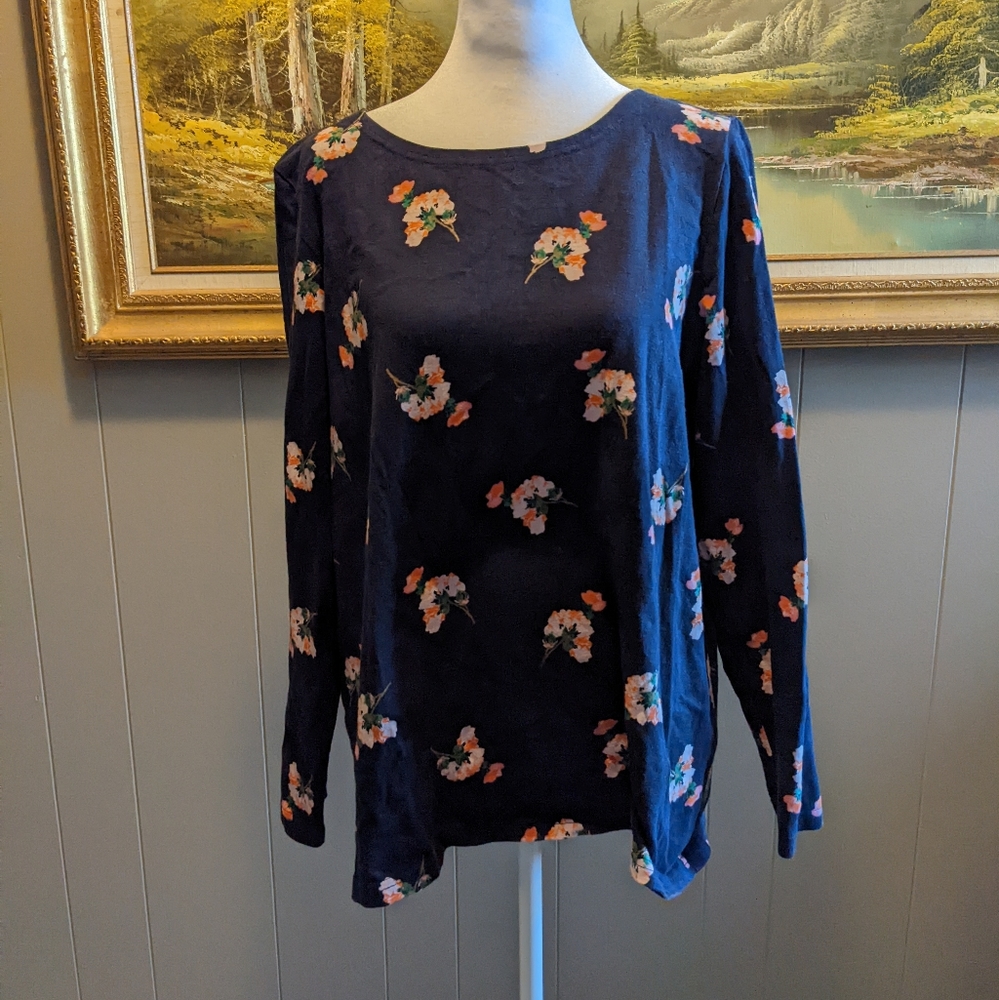 Joules Navy Floral Long-Sleeve Sweater